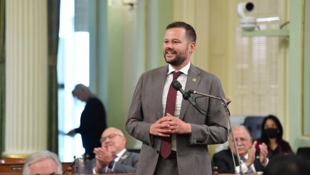 Assemblymember Haney Showing his Love for the Warriors on the Assembly Floor