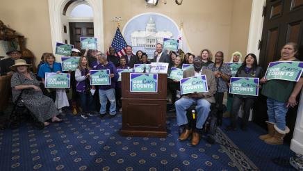 Group photo of Asm. Haney PC on Collective Bargaining for In Home Supportive Services Workers