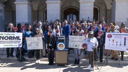 Group photo from AB 564 Cannabis Tax Relief Press Conference