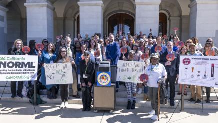 Group photo from AB 564 Cannabis Tax Relief Press Conference