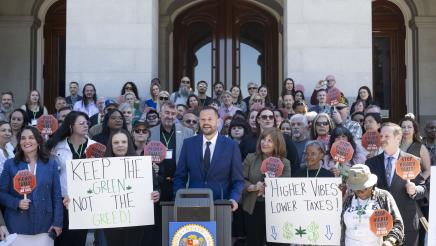 Asm. Haney photo from AB 564 Cannabis Tax Relief Press Conference