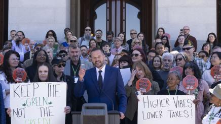 Asm. Haney speaking at AB 564 Cannabis Tax Relief Press Conference