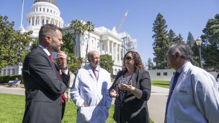 Photo of Asm. Haney and advocates speaking at AB371 Dental Coverage Press Conference