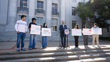 Asm. Haney and guests for AB602 Campus Overdose Prevention Bill