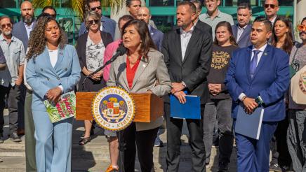Asm. Haney and guest speaking at AB342 Press Conference