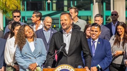 Asm. Haney speaking at AB342 Press Conference