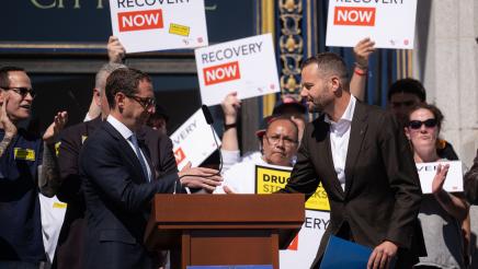 Asm. Haney and guest at Recovery Housing Presser