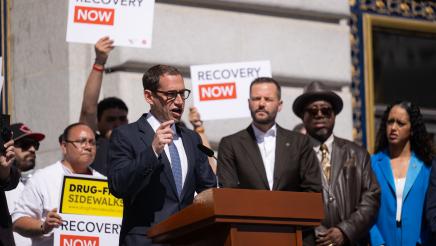 Guest speaking at Recovery Housing Presser