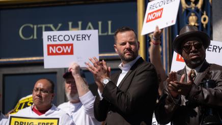 Photo of Asm. Haney at Recovery Housing Presser
