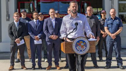 Asm. Haney speaking at PFAS Presser Photo